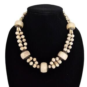 Vintage Mid Century Multi Strand Statement Piece Neckace Cream Mod Beautiful